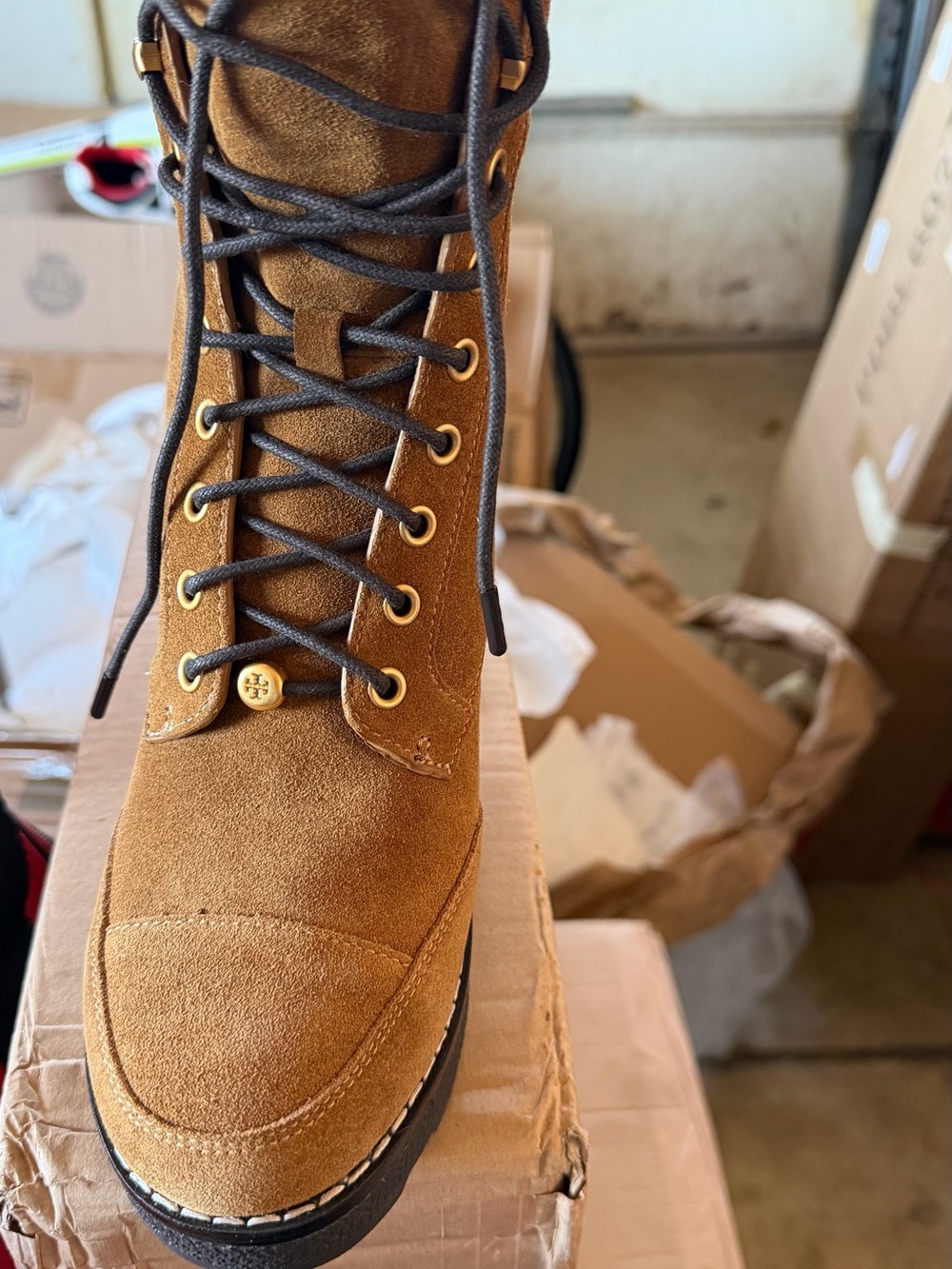 Tory Burch suede chunky boots